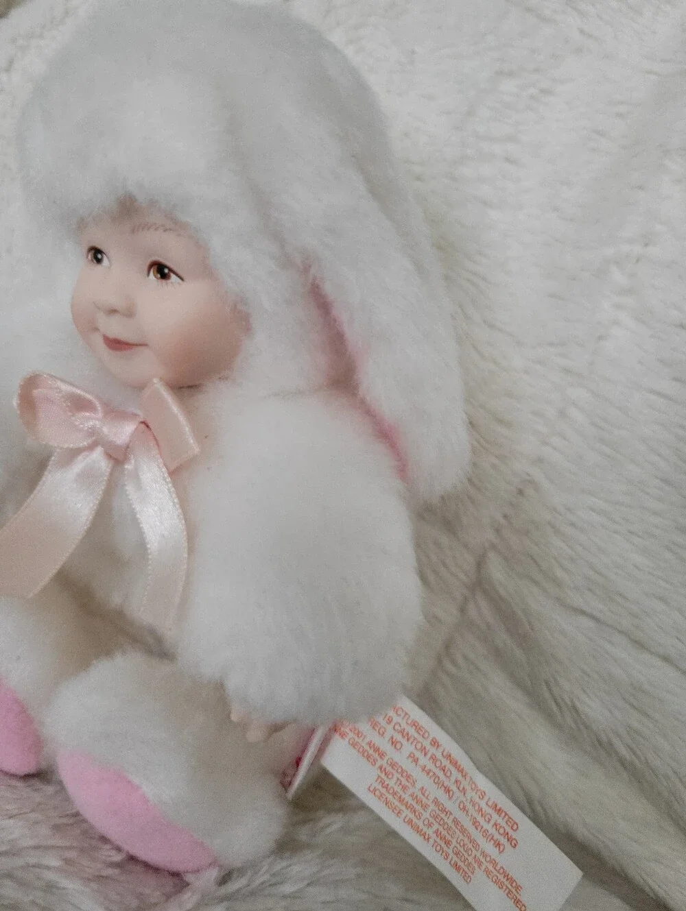 White Plush Bunny Doll with Pink Accents - Soft Kids Toy
